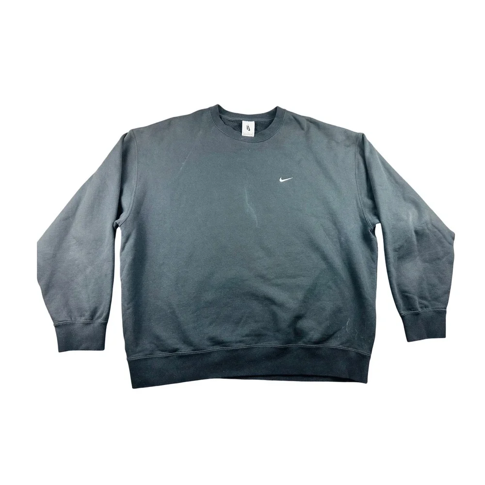 Nike Solo Swoosh Fleece Crew Sweatshirt Men XL Gray Heather Oversized Athleisure